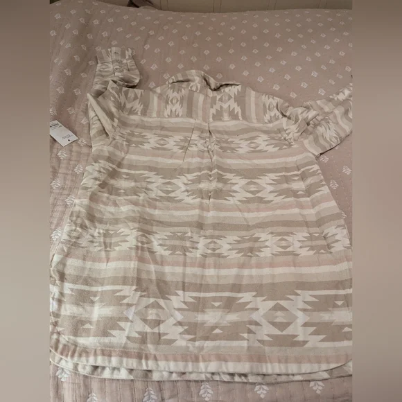 Sonoma 3/4 zip pull over flannel Aztec print large - Picture 10 of 11